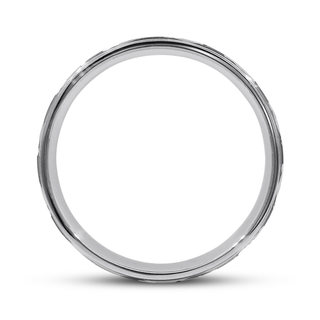 14K White Gold Engraved Wedding Band