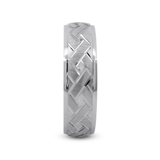 14K White Gold Engraved Wedding Band