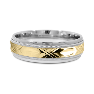 14K Two Toned Swiss Cut Center Wedding Band