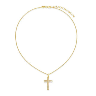 Gold Plated Sterling CZ Cross Necklace