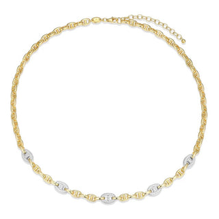 Gold Plated Sterling Marina Cable Chain With CZ Links