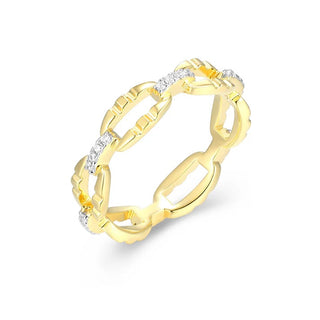 Gold Plated Sterling Silver CZ Link Ring
