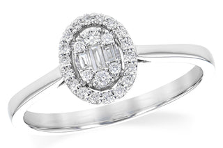 14K White Gold Oval Cluster Diamond Ring