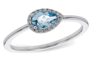 14K White Gold Aquamarine and Diamond Ring