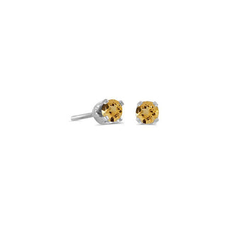 14k White Gold Round Citrine Stud Earrings