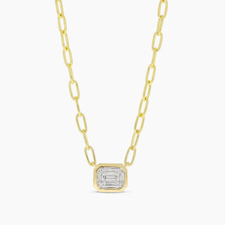14K Bezel Set Diamond Baguette Necklace
