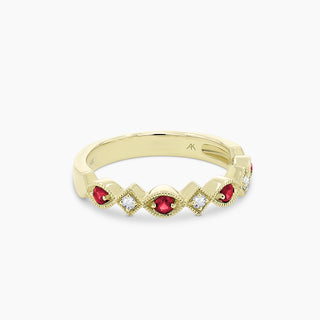 14K Ruby & Diamond Stackable Band