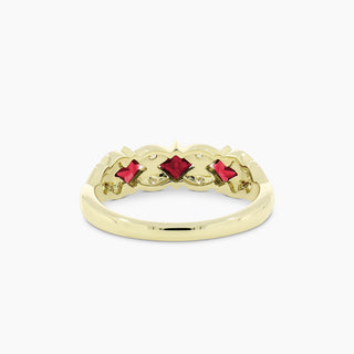 Princess Cut Ruby & Diamond Band