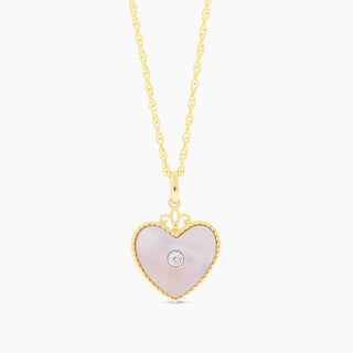 Mother of Pearl and Diamond Heart Necklace