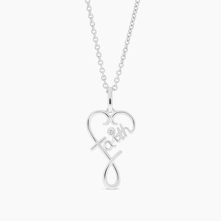 Faith Heart Sterling Silver and Diamond Necklace
