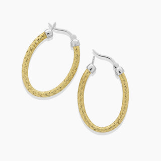 Mesh Oval Hoops with Yellow Gold Overlay