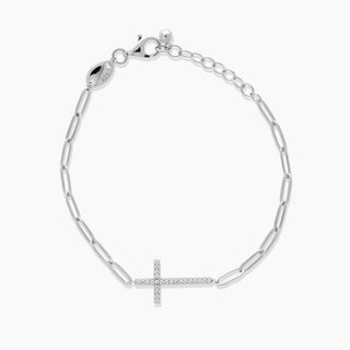 Paperclip Cubic Zirconia Cross Bracelet