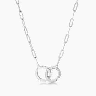 Sterling Paperclip Cubic Zirconia Circles Necklace