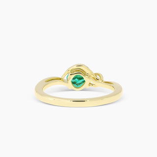 Chatham Onion Cut Created Emerald and Lab Grown Diamond Ring