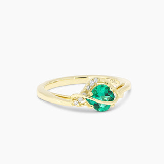 Chatham Onion Cut Created Emerald and Lab Grown Diamond Ring