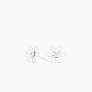 Diamond Daisy Silver Tone Earrings