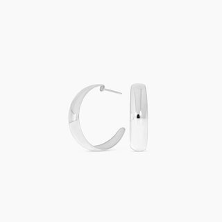 Silver Tone Medium Hoop Earrings