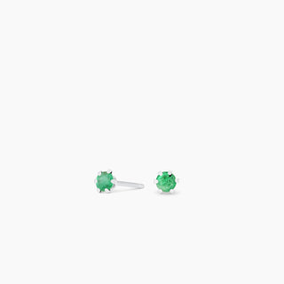 Emerald Silver Tone Earrings