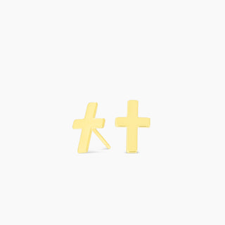 Gold Tone Cross Earrings