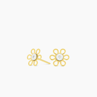 Diamond Daisy Gold Tone Earrings