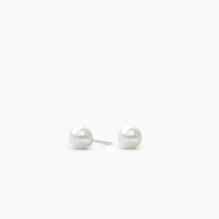 Silver Tone 6mm Simulated Pearl Earrings