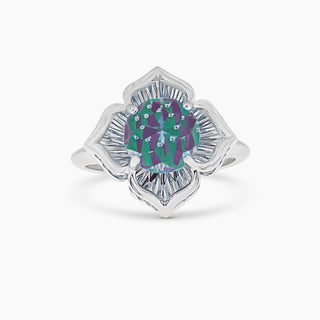 Dazzling DavinChi Cut Blue Topaz Flower Ring