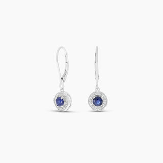 Sapphire & Diamond Silver Drop Earrings