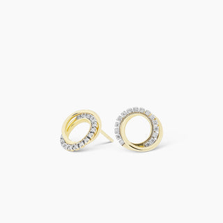 10K Yellow Gold Circle Diamond Earrings