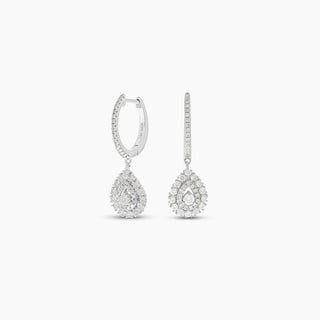 White Gold & Diamond Teardrop Earrings