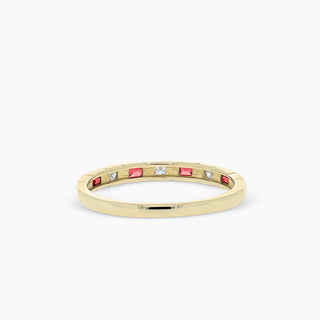 10K Yellow Gold Ruby and Diamond Stackable Band
