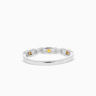 10K White Gold Citrine and Diamond Stackable Band