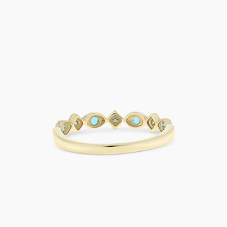 10K Yellow Gold Blue Topaz and Diamond Stackable Band