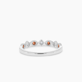 10K White Gold Garnet and Diamond Stackable Band