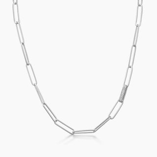 Sterling Silver Diamond Accent Paperclip Necklace