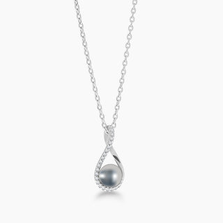 Sterling Silver Pearl Infinity Teardrop Necklace
