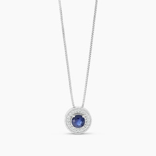 Sterling Silver Sapphire and Diamond Necklace