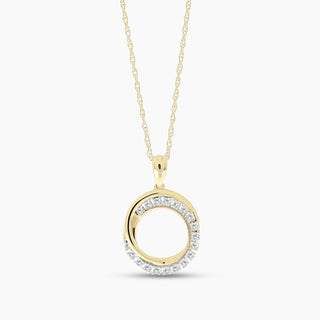 10K Yellow Gold Circle Diamond Necklace