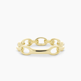 10K Yellow Gold Diamond Chain Link Ring