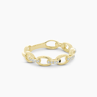 10K Yellow Gold Diamond Chain Link Ring