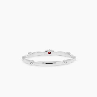 10K White Gold Ruby Stackable Band