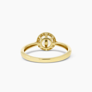 14K Yellow Gold Freshwater Pearl Halo Ring