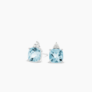 Aquamarine & Diamond 14K White Gold Earrings