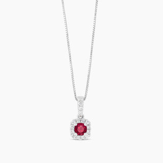 Ruby & Diamond Halo Necklace