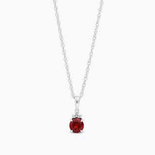 Garnet & Diamond 14K White Gold Necklace