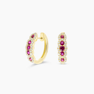 Ruby and Diamond Mini Hoops