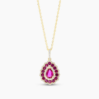 Pear Ruby and Diamond Necklace