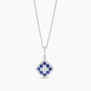 Sapphire and Diamond Cluster Necklace