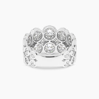White Gold and Diamond Circle Cluster Ring