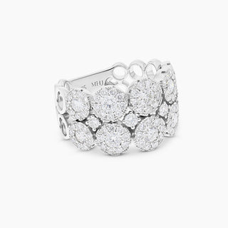 White Gold and Diamond Circle Cluster Ring