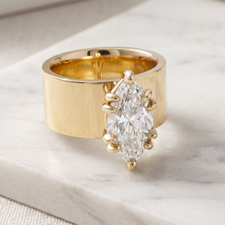 Ring, 14KY Gold Marquire lab-grown diamond, Malakan Diamond Co.